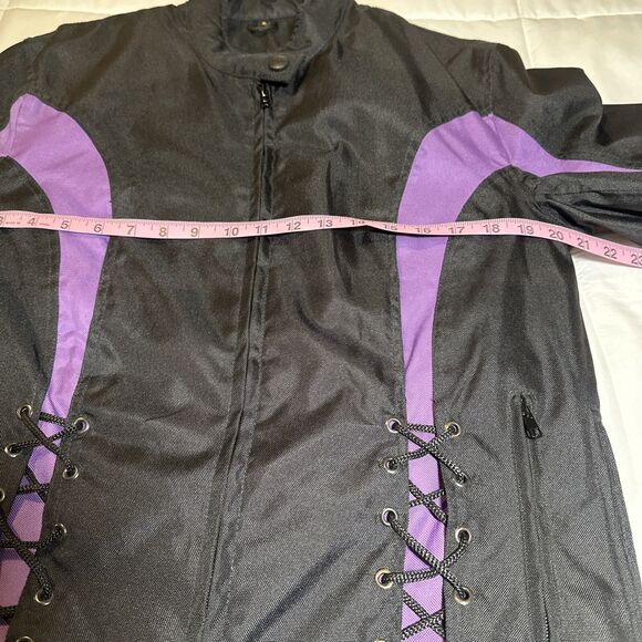 NexGen Motorcycle Jacket Black Purple Waterproof Nylon Zip Out Liner Large - Picture 7 of 16